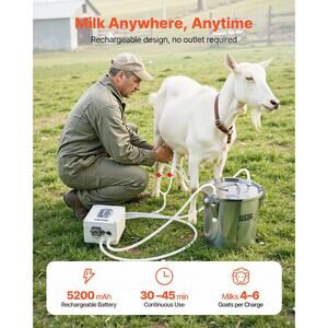 Goat Milking Machine, 0.8 Gal / 3 L Food-Grade Stainless Steel Bucket, with 5200